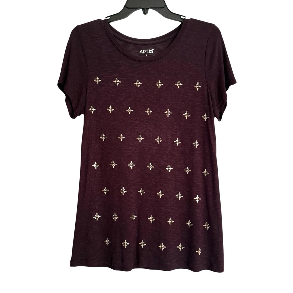 Apt. 9 Women's Wine Color Studded Tee Size Medium